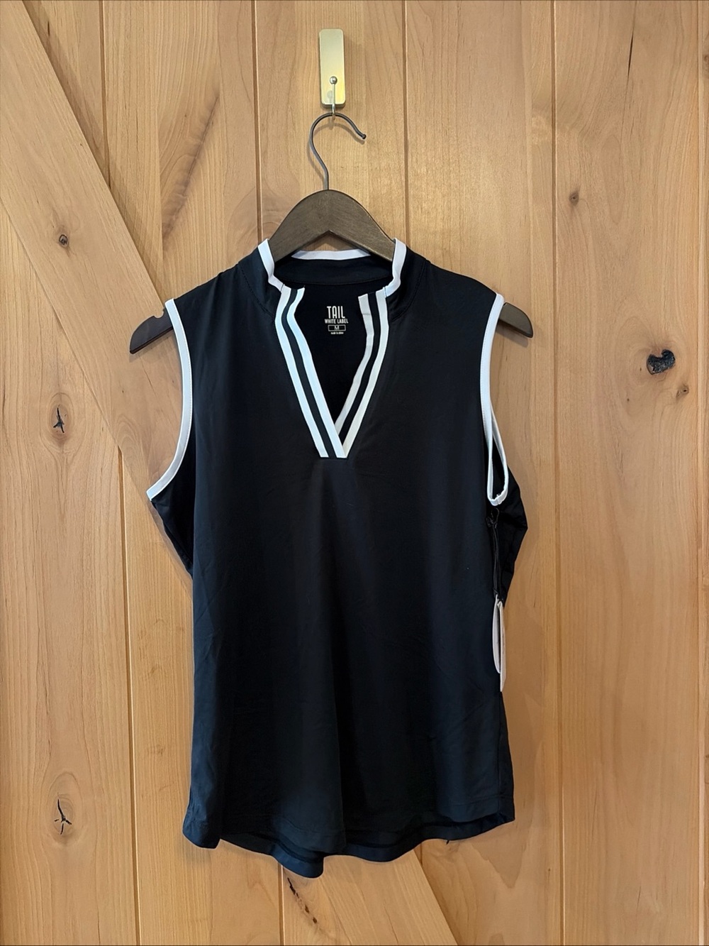 Tail White Label Womens Sleeveless Golf Top Chalk Black Mock Neck GH8236-9004 M